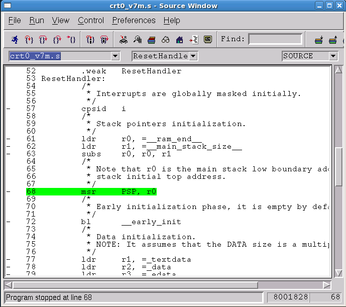 Debug in insight